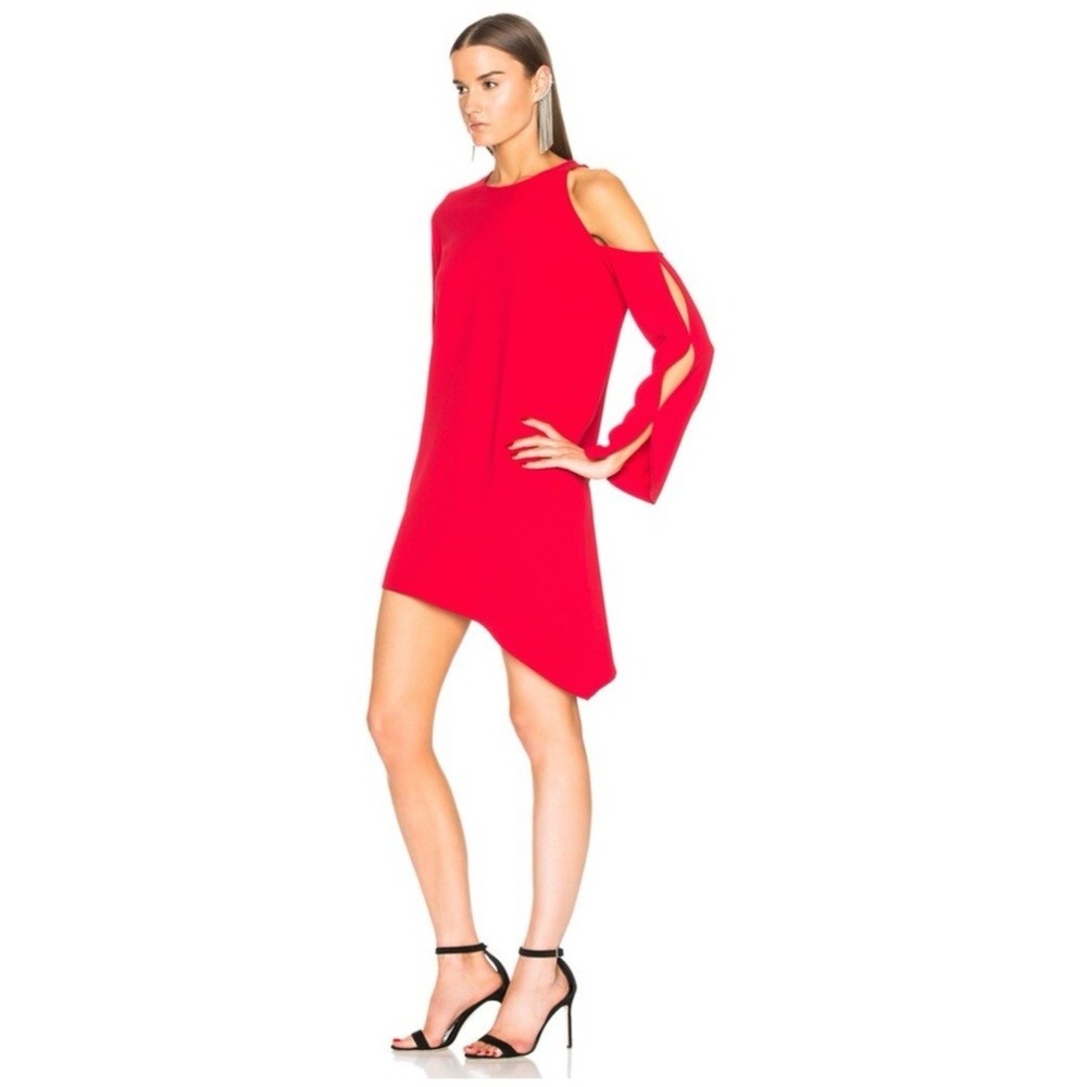 IRO Women Size EU 36 US 4 Awati Asymmetric Cutout Crepe Mini‎ Dress Poppy Red